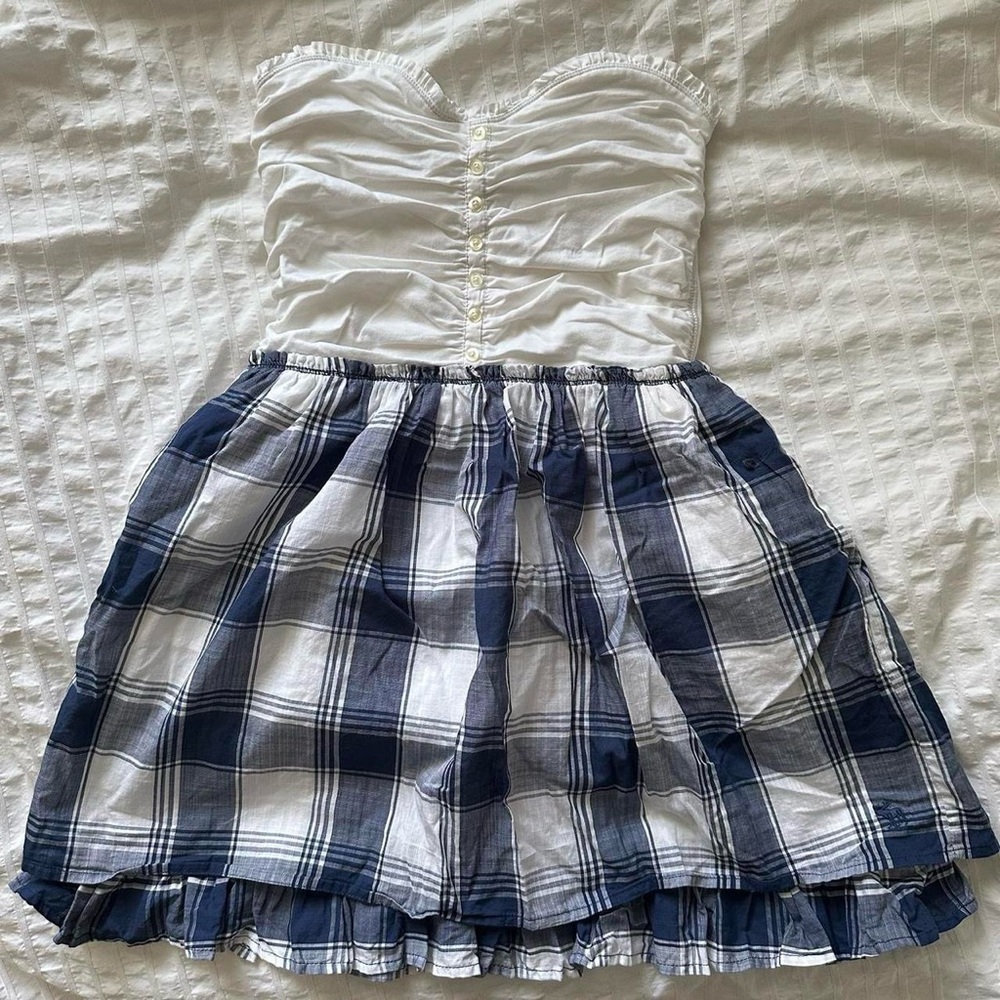 Abercrombie & Fitch Blue and White Ruffled Tiered Sundress